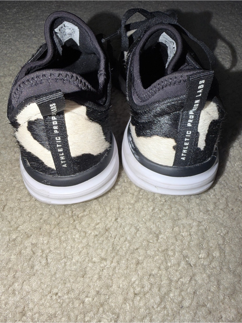 APL Women’s Unisex Black and White Cow Print TechLoom Sneakers - Picture 3 of 5